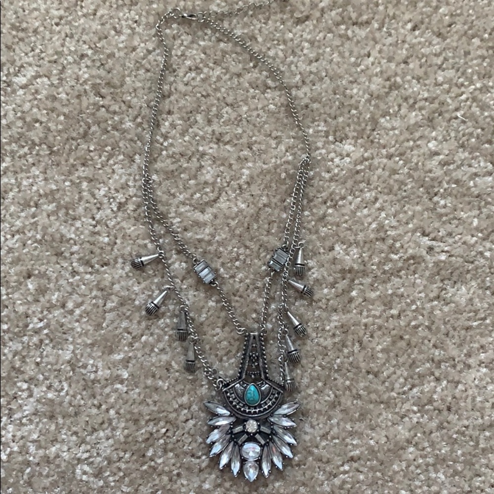 Lucky Silver Turquoise Necklace Boho